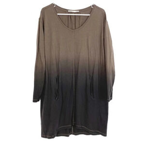 Peruvian Connection Dress Womens Size Medium Black Ombré Long Sleeve Pima Cotton